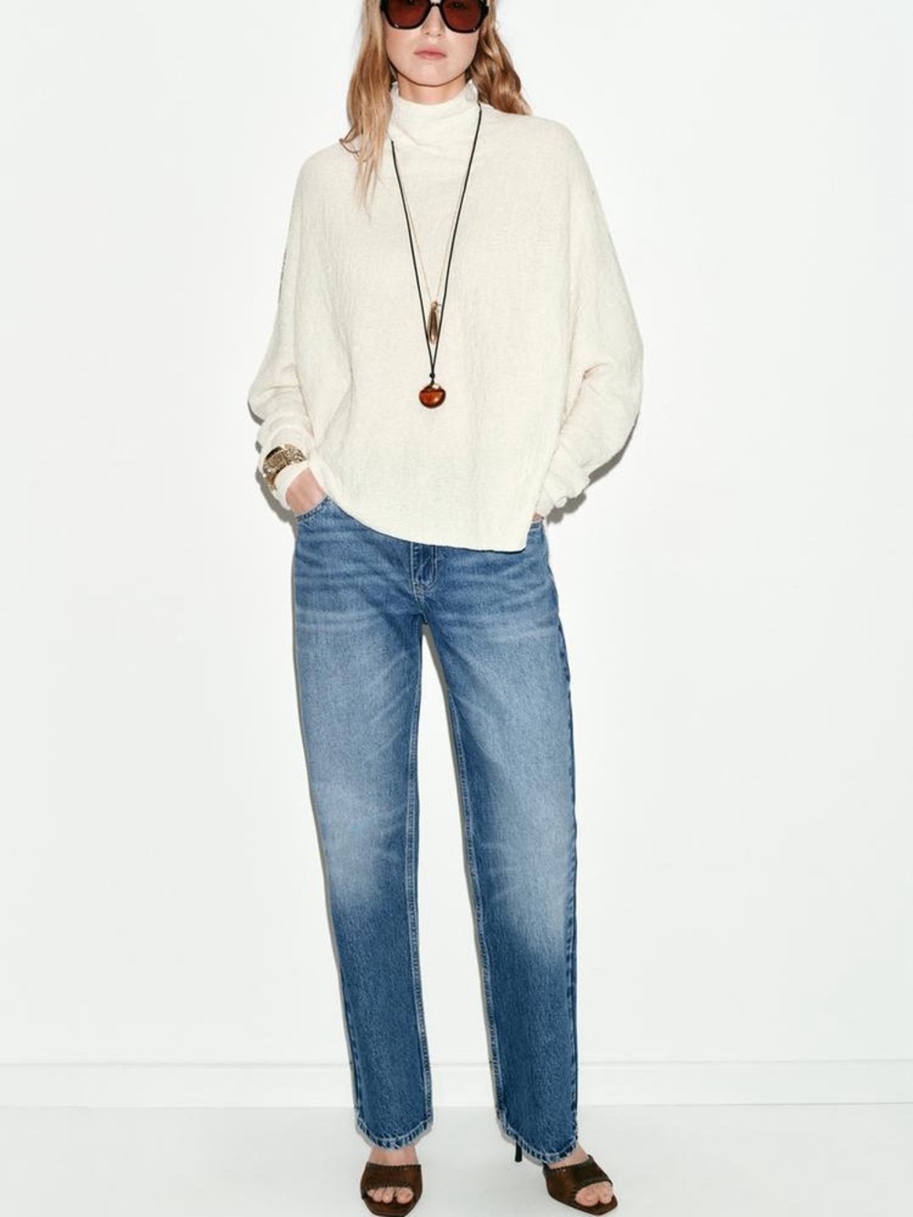 ZARA | Knit Cape Jumper | Cream | Medium | NWT